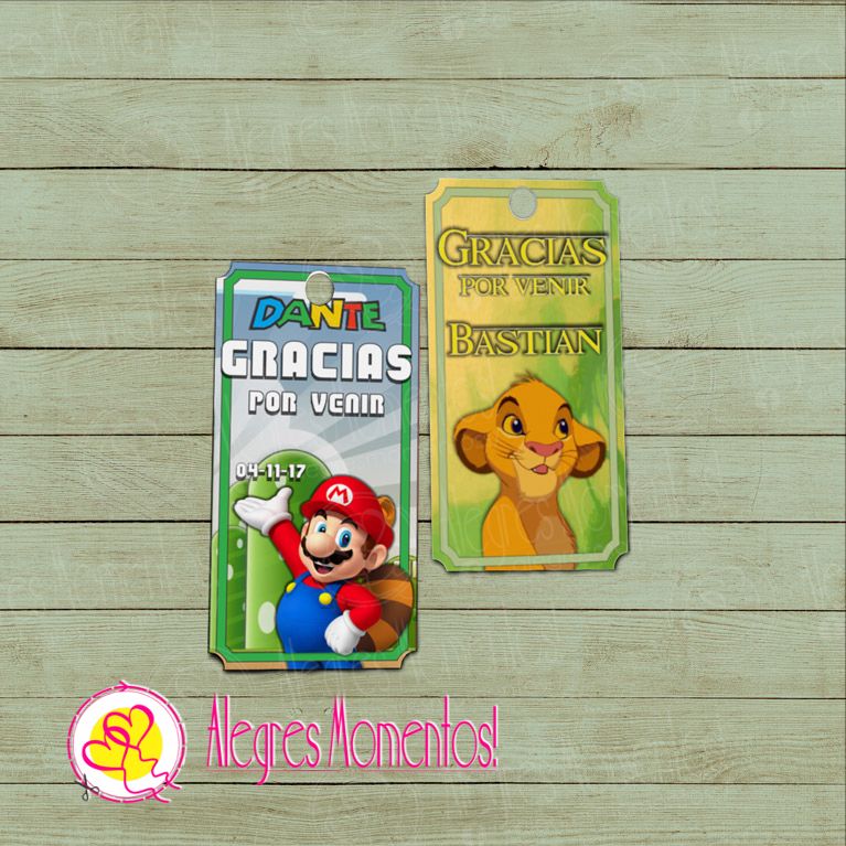 Etiqueta de agradecimiento Mario Bross