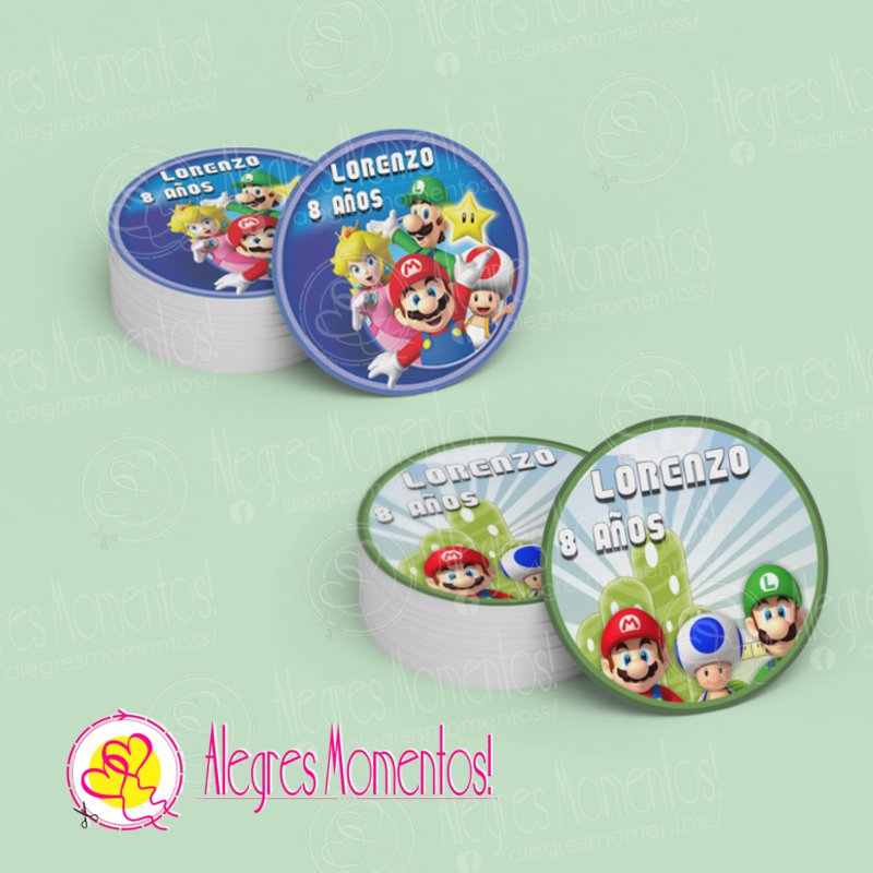 Stickers para golosinas Super Mario Bross