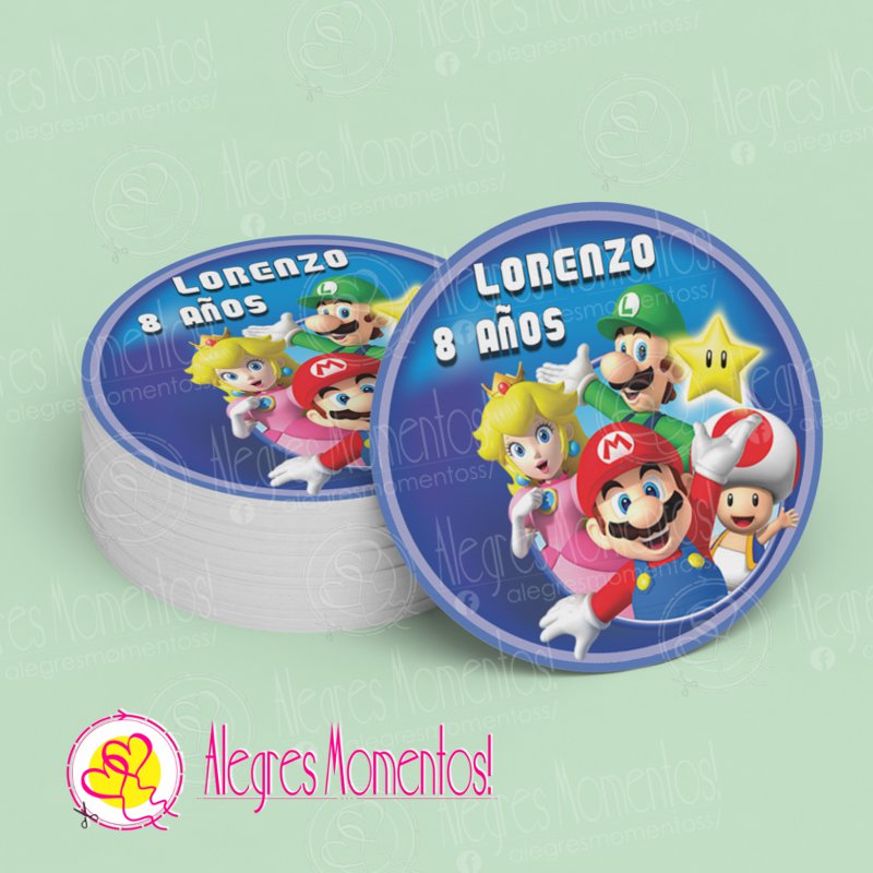 Stickers para golosinas Super Mario Bross