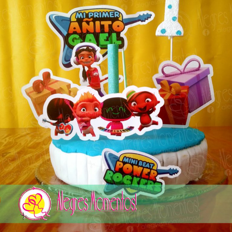 Topper cake Pinchos Mini Beat Power Rockers x 4 unidades_