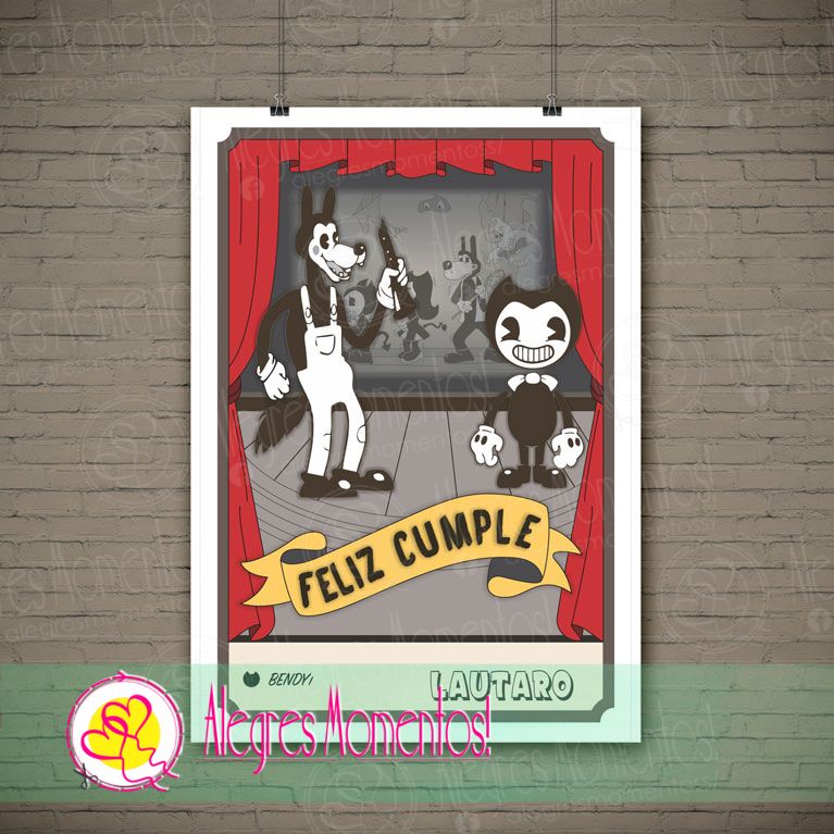 Cartel de Cumpleaños Bendy Impreso