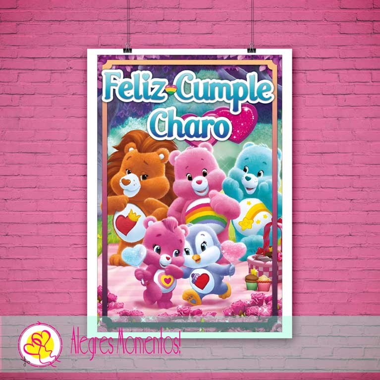 Cartel Cumpleaños Ositos Cariñosos Impreso